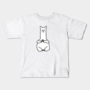 Cute Llama Alpaca Meditation Namaste Yoga Kids T-Shirt